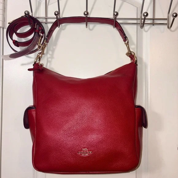 🍒 COACH Pennie Shoulder Bag - Crossbody in Red Pebble Leather - C6152 - Picture 15 of 16